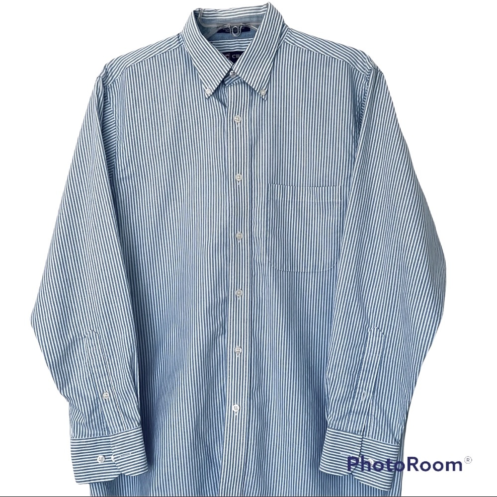 CHAPS dress shirt mens blue and white striped button down